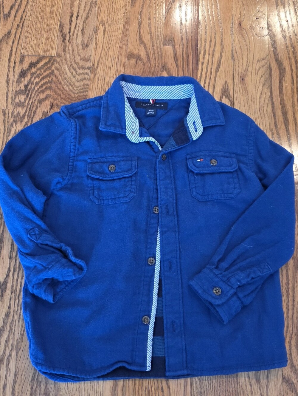 Tommy Hilfiger Bright Blue Flannel Kids Button-Down Shirt Jacket